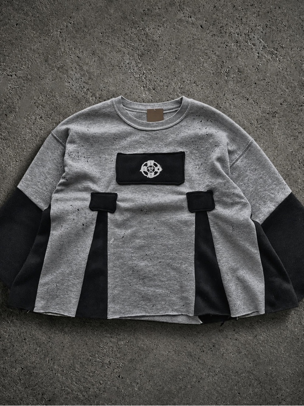Handmade ABO Grey/Black Long-sleeve With Attached Panels